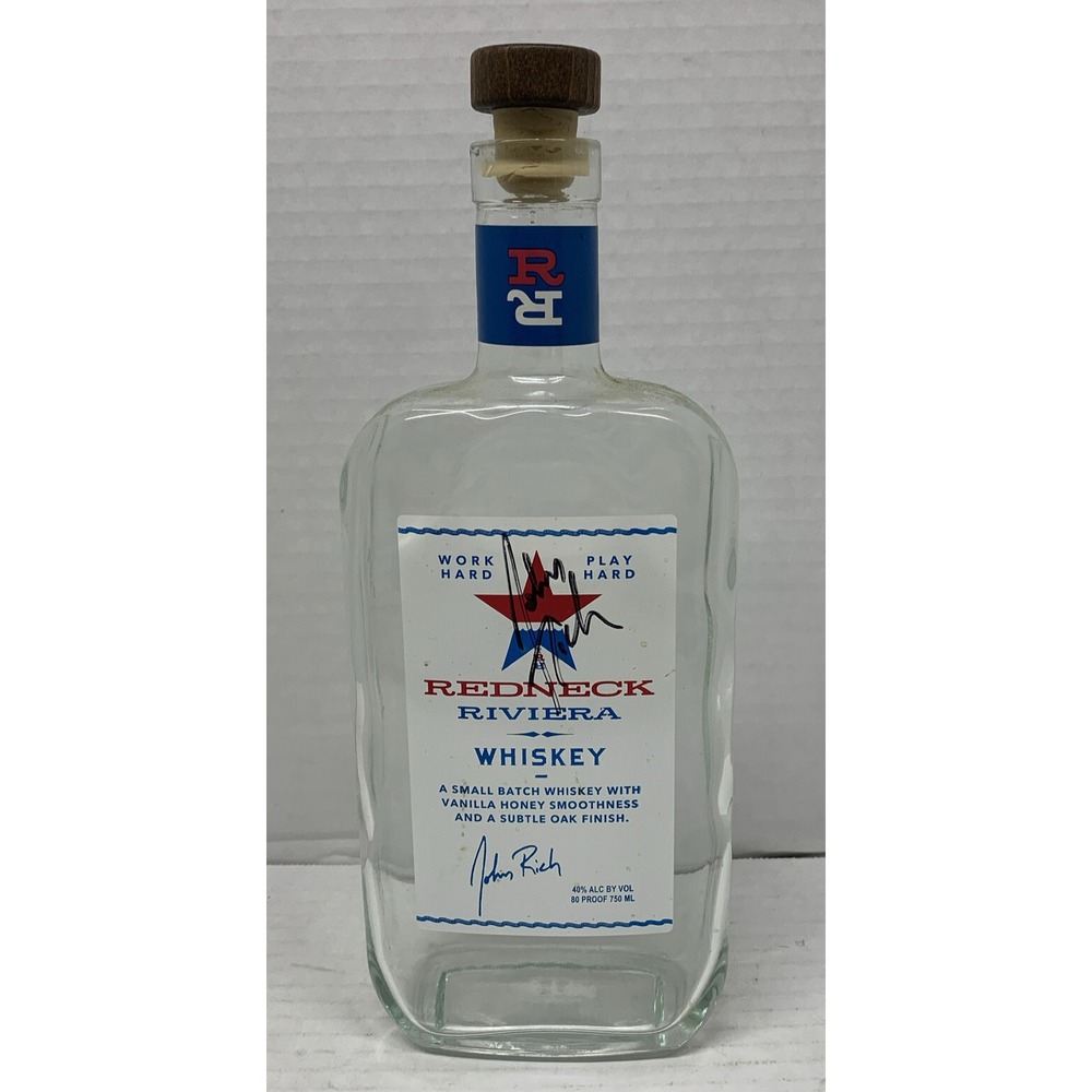 Redneck Riviera Whiskey Clear Bottle John Rich 750 ML EMPTY Signed!